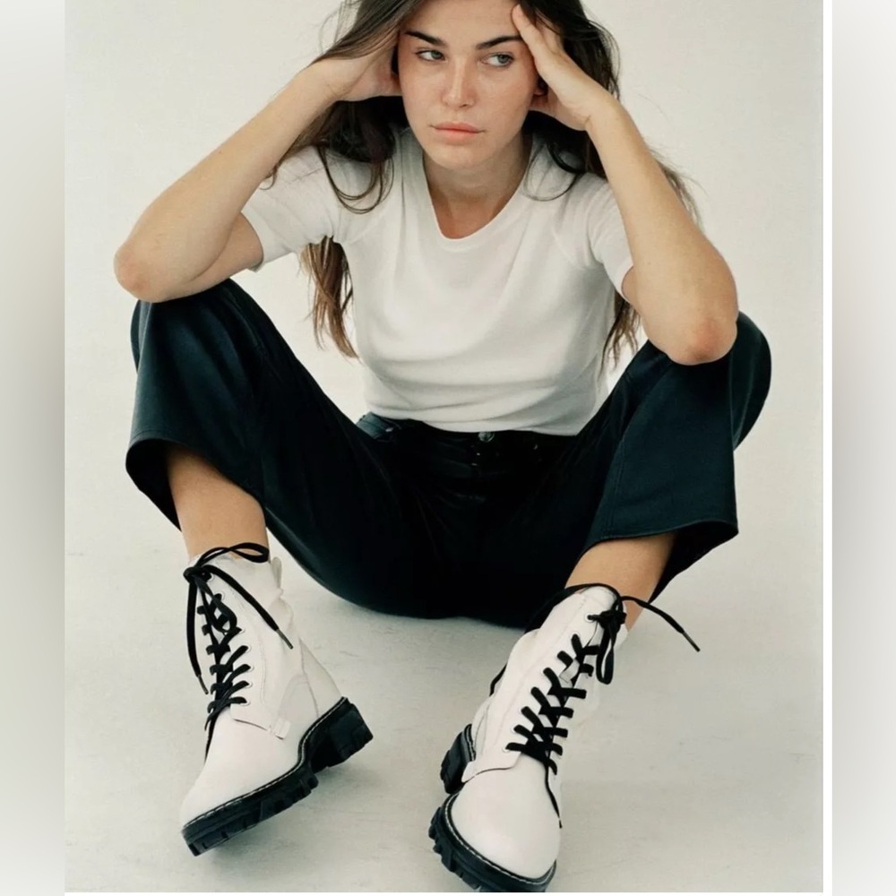 Rag & Bone Shiloh Combat Boot in Antique White